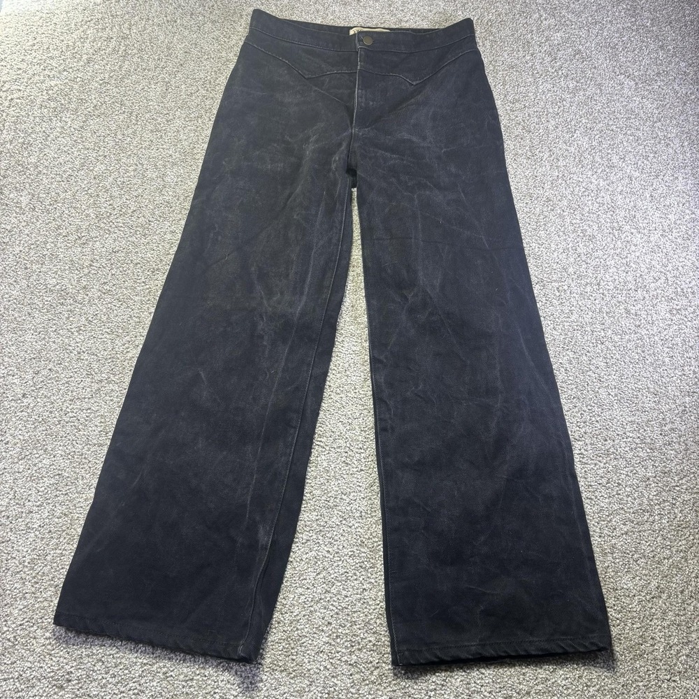 Lykke Wullf Wide Leg Jeans Womens 6 Black Dark Wash High Rise Relaxed‎ 30x28 USA